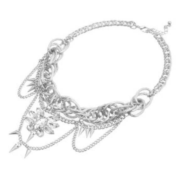 Silver Chain Drop with Stone Necklace and Earrings - Picture 2 of 3